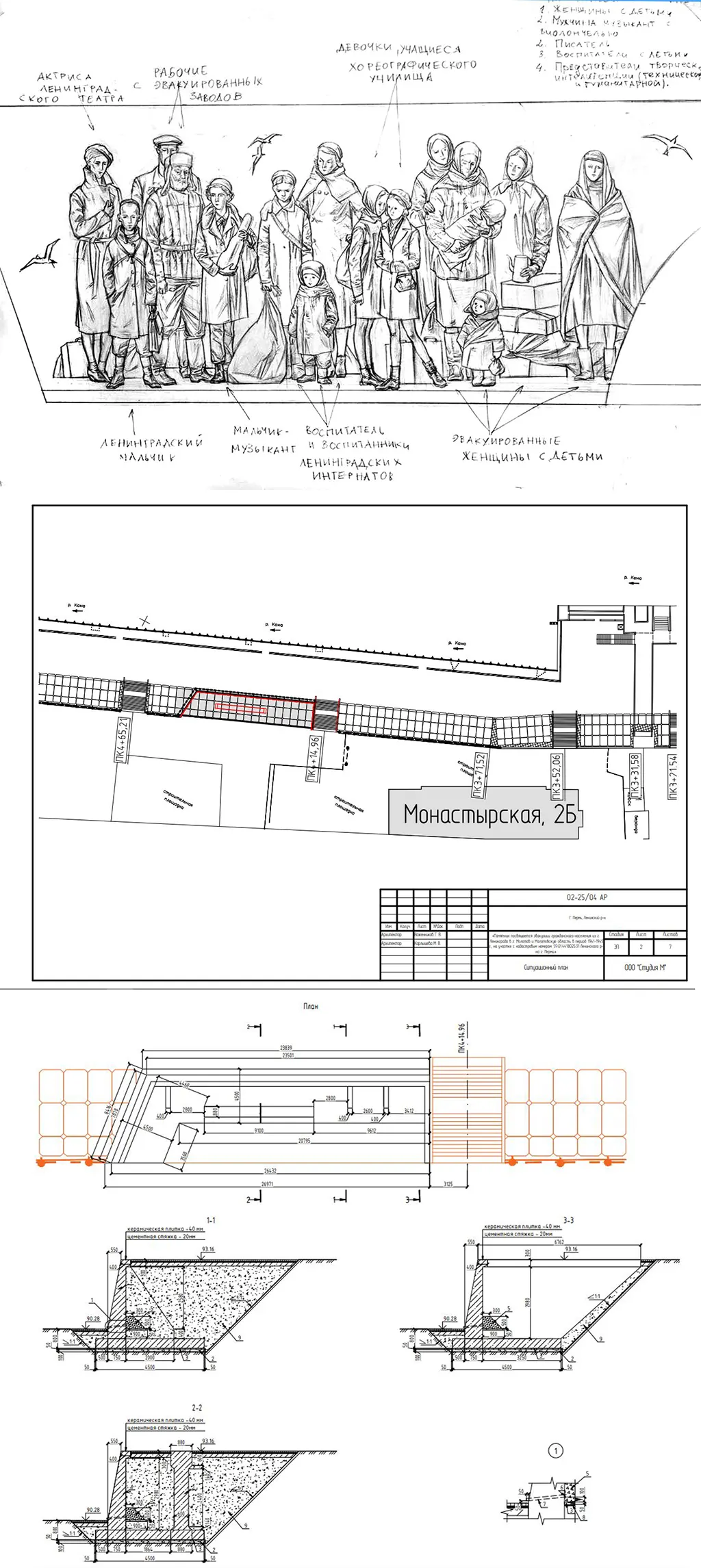 Памятник, посвященный эвакуации гражданского населения из г. Ленинграда в г. Молотов (Пермь) и Молотовскую (Пермскую) область в период 1941-1945г.